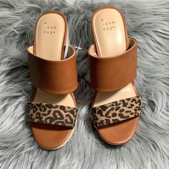 Adelina Shoes - Women's Adelina Microsuede Leopard Print Two Band